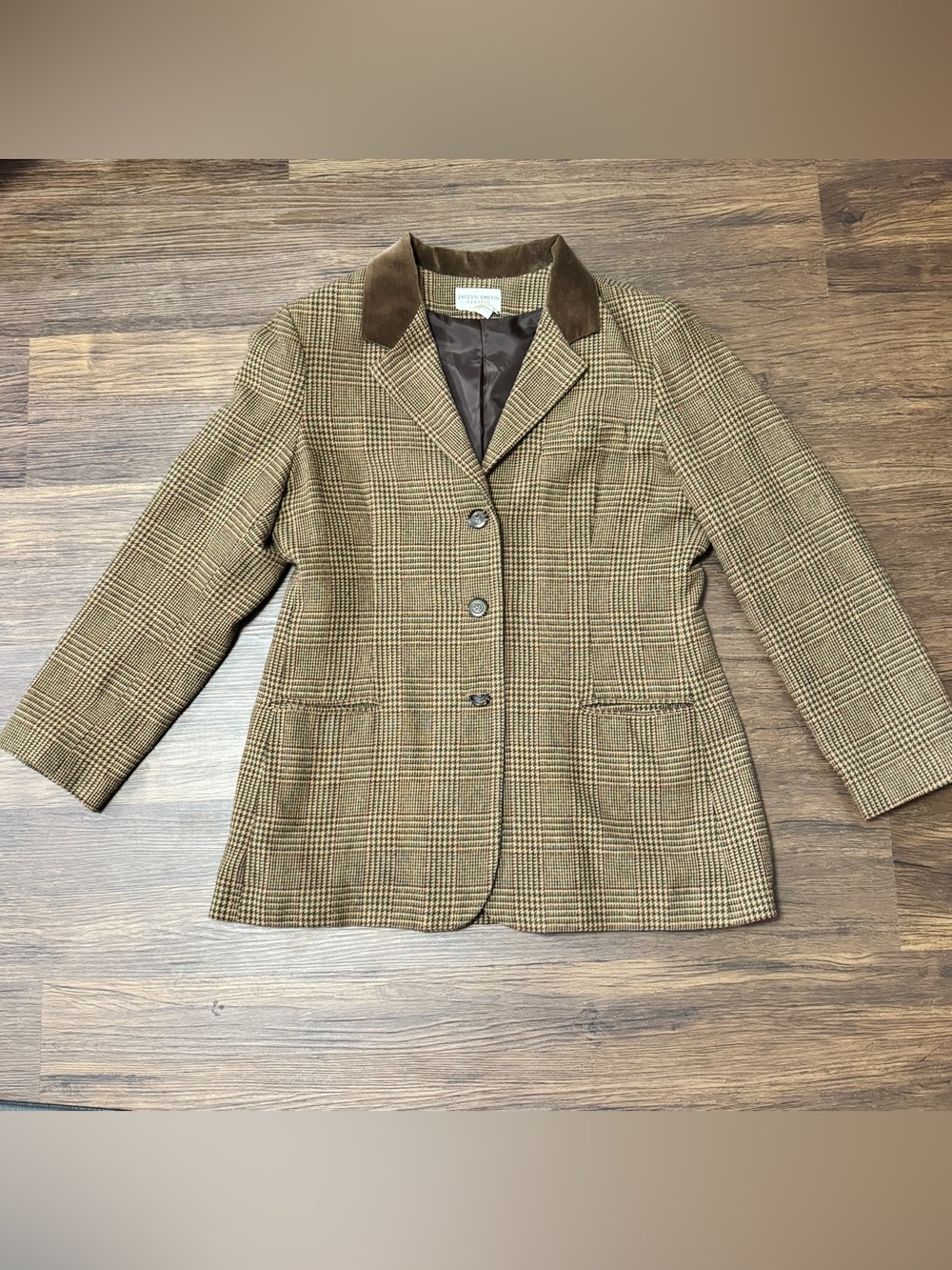 Vintage Equestrian Style Jaclyn Smith Plaid Blazer Coat Jacket Wool blend SZ 16